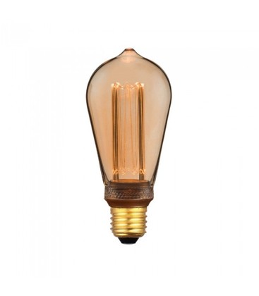 V-Tac 4W LED pære - Karbon filamenter, røkt glass, ekstra varm hvit, 1800K, ST64, E27