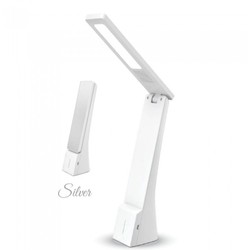 Bordlampe V-Tac 4W bordlampe hvit/sølv - Touch dimbar, oppladbart