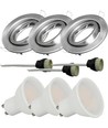 V-Tac 3-pak downlights med 5W lyskilde - Stål front, komplett med GU10 holder og LED spotter, innendørs