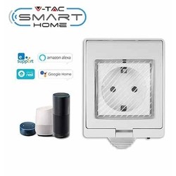 Smart Home Restsalg: V-Tac Smart Home vanntett Wifi stikkontakt - Virker med Google Home, Alexa og smartphones, 230V