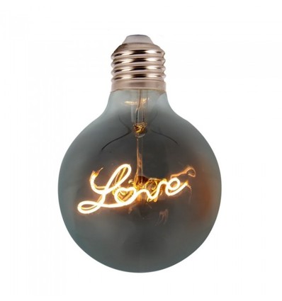 V-Tac 5W LED Love globe pære - Karbon filamenter, Ø12,5 cm, ekstra varm hvit, E27