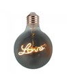 V-Tac 5W LED Love globe pære - Karbon filamenter, Ø12,5 cm, ekstra varm hvit, E27