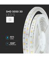 V-Tac 4,8W/m sprutsikker LED strip - 5m, IP65, 30 LED per meter