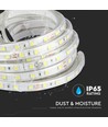 5m 9W/m sprutsikker LED-strip - 24V DC, IP65, 60 LED per meter