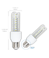 Outlet: Aigostar LED B5 T3 2U 12W, E27 sokkel - 3000K, Sett med 5 stykker