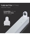 123cm T8 LED-grunnarmatur - Til 1x 120cm LED-rør, IP20 innendørs