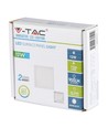 V-Tac 12W LED taklampe - 14 x 14cm, Høyde: 2,4cm, hvit kant, inkl. lyskilde