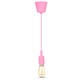 Restsalg: V-Tac silikon pendellampe med stoff kabel - Pink, E27