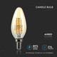 V-Tac 4W LED stearinlys pære - Karbon filamenter, røkt glass, ekstra varm hvit, E14