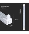 153cm T8 LED-armatur - Til 1x 150cm LED-rør, IP20 innendørs