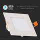 Outlet: V-Tac 12W LED panel downlight - Hull: 15,5 x 15,5 cm, Mål: 17 x 17 cm, 230V