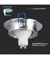 MR16 eller GU10 Downlight-sett - Uten lyskilde, børstet aluminium, Hull: Ø7,5 cm, Mål: Ø9,1 cm