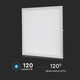 V-Tac 60x60 LED panel - 45W, 5400lm, 120lm/w, hvit kant
