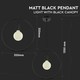 V-Tac geometrisk pendellampe - Matt svart, rund, E27