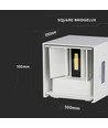 5W LED vegglampe - IP65 utendørs, hvit, firkantet, justerbar spredning, inkl. lyskilde