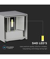 5W LED vegglampe - IP65 utendørs, firkantet, grå, justerbar spredning, inkl. lyskilde
