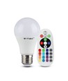V-Tac 6W RGB LED pære - Med RF fjernkontroll, E27
