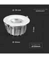 Outlet: V-Tac 10W LED downlight - Hull: Ø12 cm, Mål: Ø13,5 cm, 230V