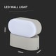 V-Tac 6W LED grå vegglampe - Oval, roterbar 350 grader, IP65 utendørs, 230V, inkl. lyskilde