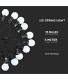 V-Tac LED lysslynge med 10 stk. 0,5W pærer - 5 meter, IP44, 230V, inkl. lyskilde