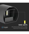 5W LED vegglampe - IP65 utendørs, rund, sort, justerbar spredning, inkl. lyskilde