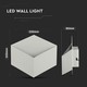 Restsalg: V-Tac 3W LED vegglampe - Hvit, IP20 innendørs, 230V, inkl. lyskilde
