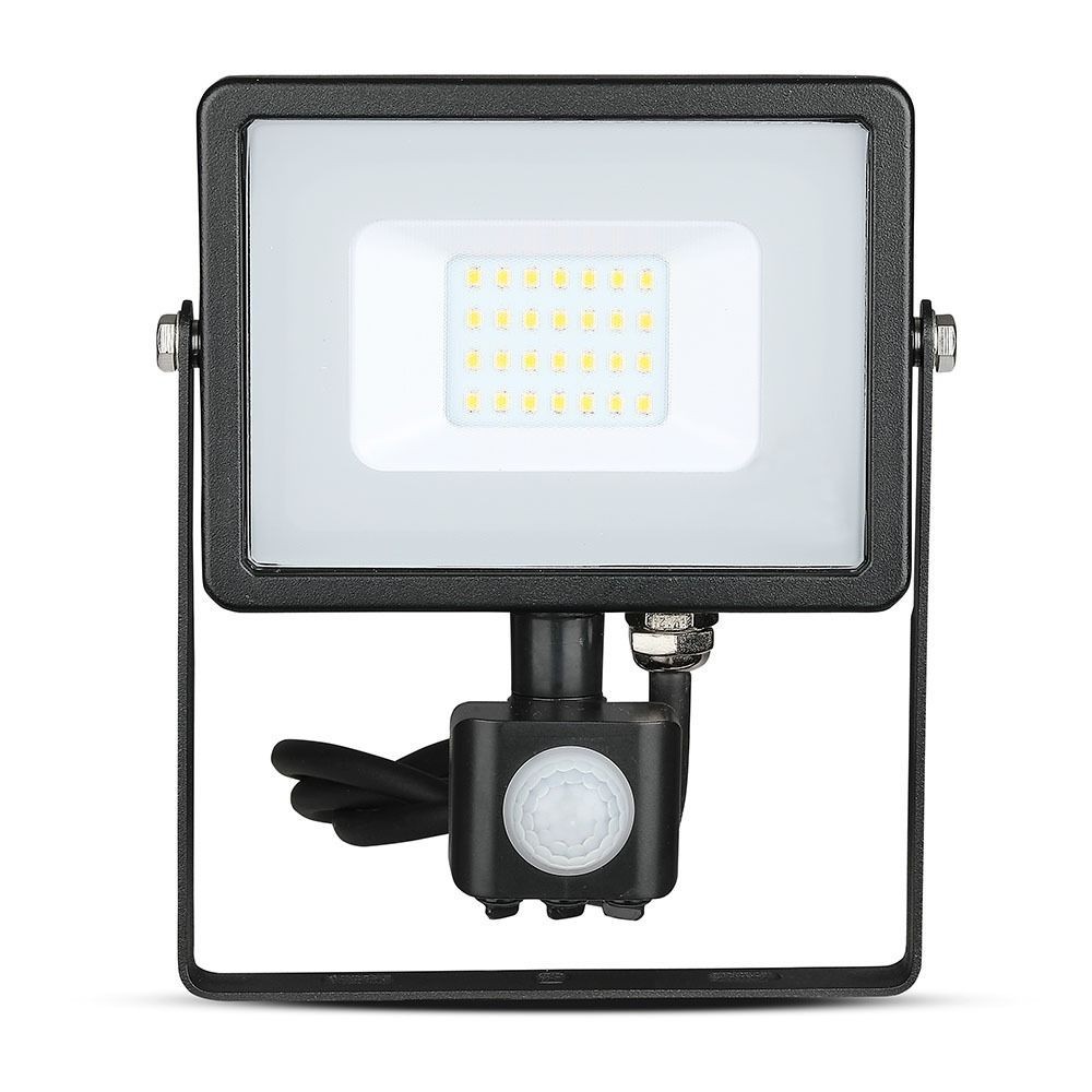 V-Tac 20W Lyskaster med sensor - SMD, Samsung LED chip - Dimbar : Ikke dimbar, Farge på huset : Svart, Kulør : Varm