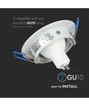 MR16 eller GU10 Downlight-sett, uten lyskilde, matthvit, hull: Ø7,5 cm, mål: Ø9,1 cm