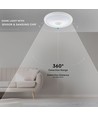 V-Tac 12W LED sensorlampe - Samsung LED chip, PIR sensor, IP20 innendørs, 230V, inkl. lyskilde