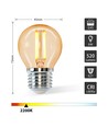 Outlet: LED Filament pære G45 E27 6W - 2200K Ravgul