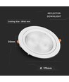 20W Ø17cm LED-spotlight - Hull: Ø14,5 cm, Mål: Ø17 cm, 3 cm høy, Samsung LED-chip