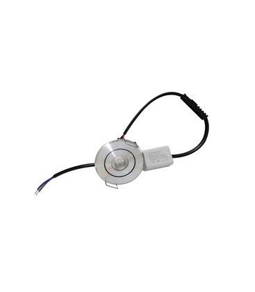 Nærbilde av en liten downlight for innbygging, kompatibel med eksterne drivere.