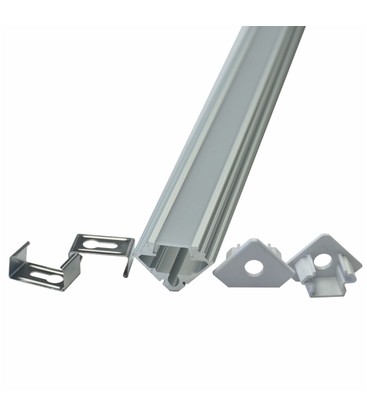 Monteringssett for aluminiumsprofil med diffuser, egnet for beskyttelse av LED-lister.